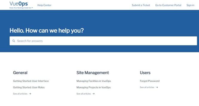 Client Support: VueOps Refreshed Knowledge Base
